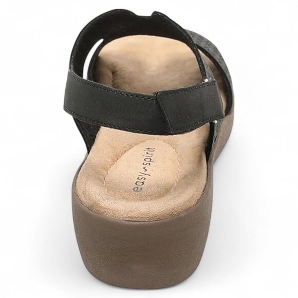 Easy Spirit Women's Kali Low Wedge Slingback Sandals - Black - Picture 4 of 5